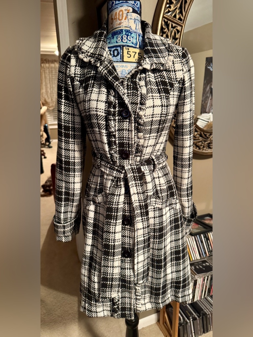 grass collection Black and White Plaid Jacket